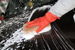 A photo of thick foam from car shampoo
